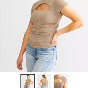 Buckle BKE Slinkey Cut Out Top size Medium Holiday sheen Sheer 2000's